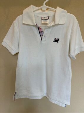 Shrimp & Grits Kids White Polo with Crab Embroidery - Premium Cotton